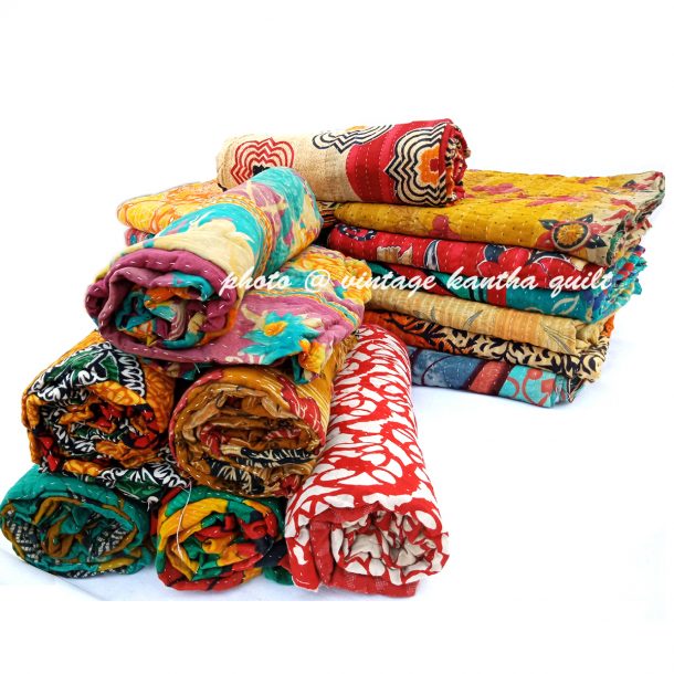 Vintage Indian Kantha Throw lot | Kantha Quilts and Blankets