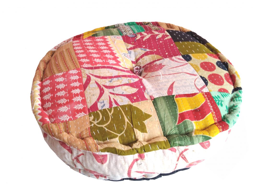 Vintage Kantha Patchwork Floor Cushion | Rangila Floor Cushion