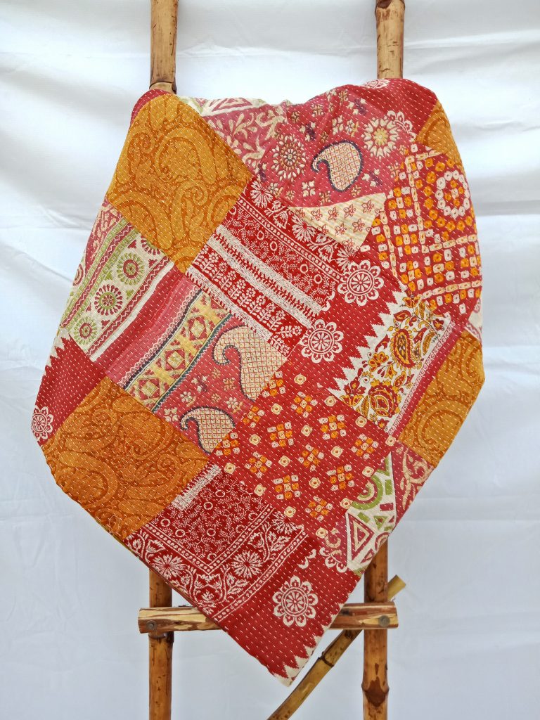 Queen Patchwork Kantha Quilt - Vintage Kantha Quilts, Throw Blankets ...