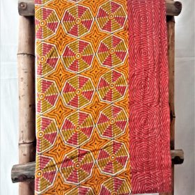 Geometric Pattern Vintage Kantha Quilt