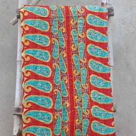 Turquoise Vintage Kantha Quilt