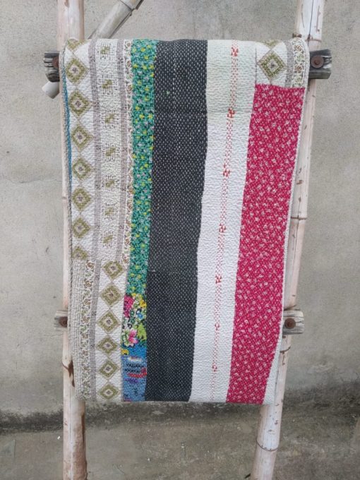 6 layered Patchwork Vintage Kantha Quilt