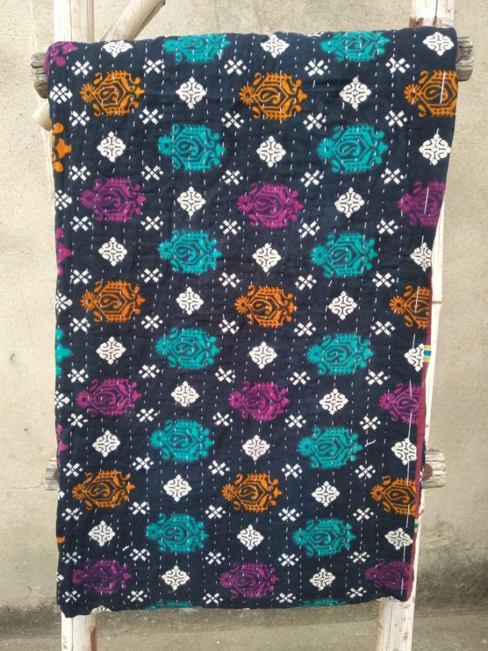 Polka Dot Paisley Indian Kantha Quilt | Kantha Supplier