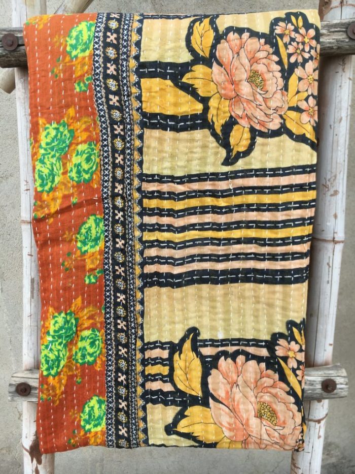 Twin Kantha Upholestry Throw - Vintage Kantha Quilts, Throw Blankets ...