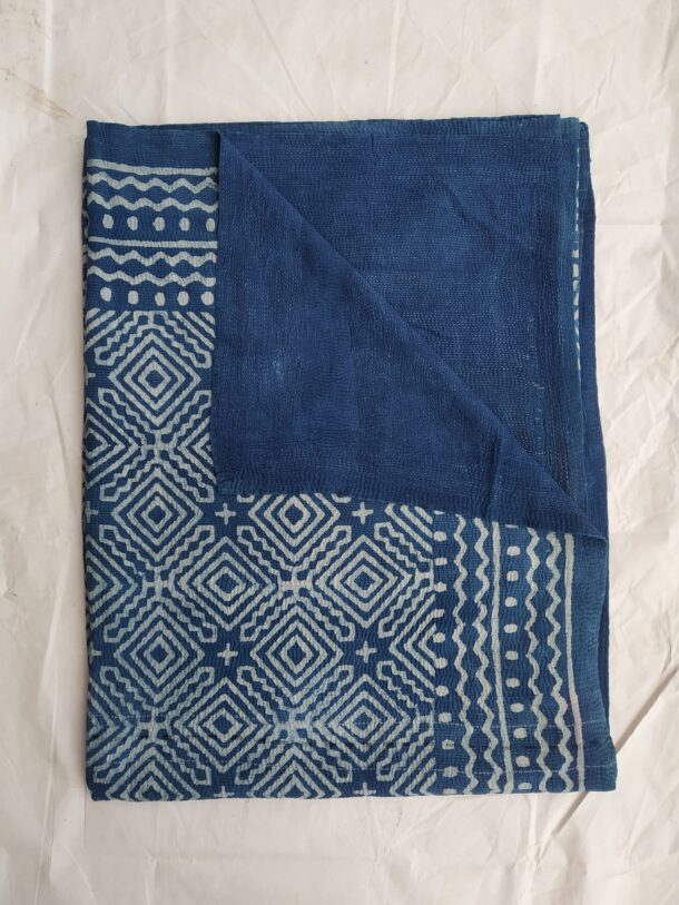 Exclusive Vintage Kantha Indigo Bohemian Quilt | Indigo Kantha Quilt