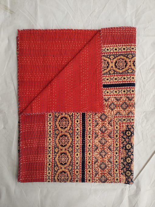 Ajrak Blockprint Kantha Blanket