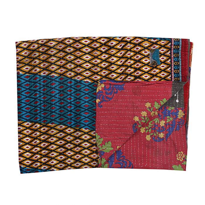 Garden Floral Handmade Queen Kantha Gudari - Vintage Kantha Quilts ...
